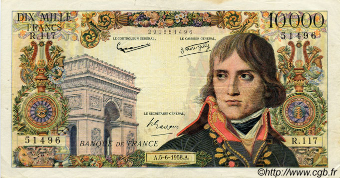 10000 Francs BONAPARTE FRANCE  1958 F.51.12 TB+
