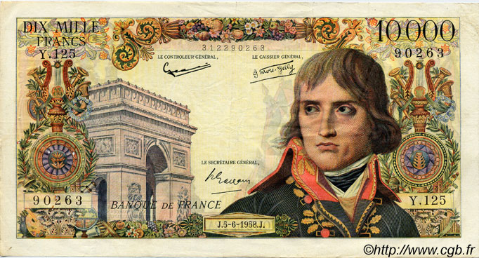 10000 Francs BONAPARTE FRANCE  1958 F.51.12 TB à TTB