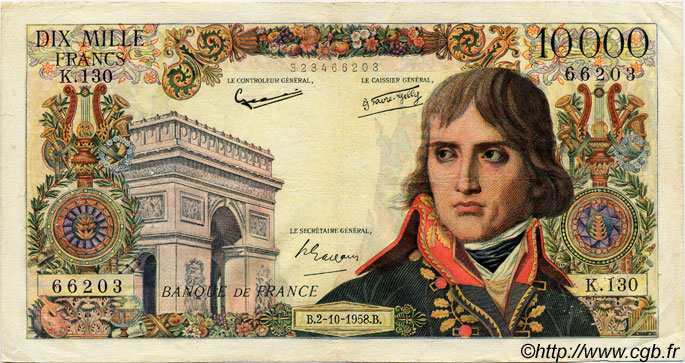 10000 Francs BONAPARTE FRANCE  1958 F.51.13 TB
