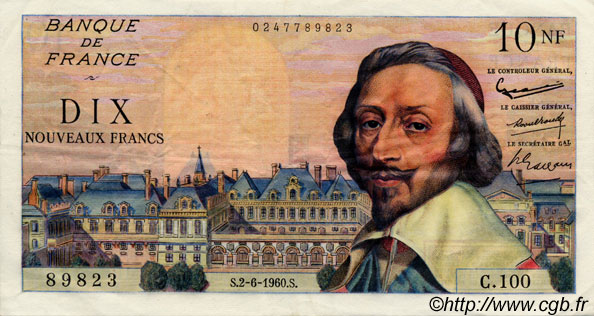 10 Nouveaux Francs RICHELIEU FRANCE  1960 F.57.08 SUP