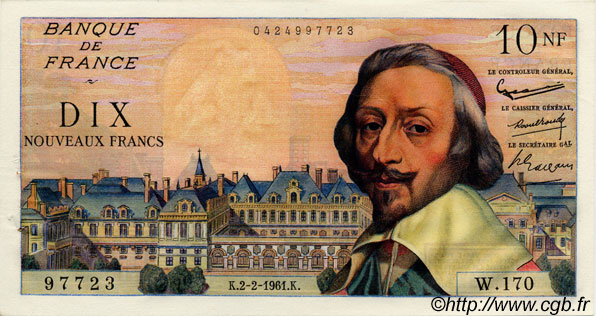 10 Nouveaux Francs RICHELIEU FRANCE  1961 F.57.14 SUP+