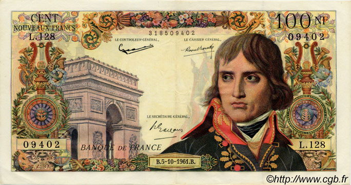 100 Nouveaux Francs BONAPARTE FRANCE  1961 F.59.12 TTB+