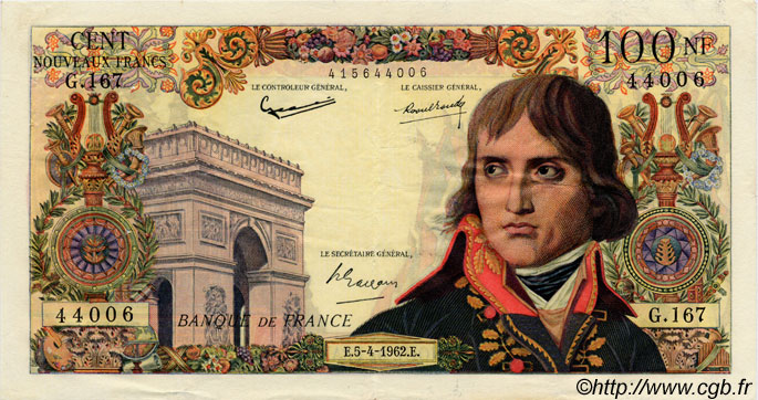100 Nouveaux Francs BONAPARTE FRANCE  1962 F.59.15 TTB+
