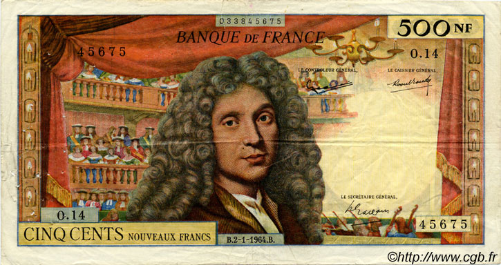 500 Nouveaux Francs MOLIÈRE FRANCE  1964 F.60.06 TB