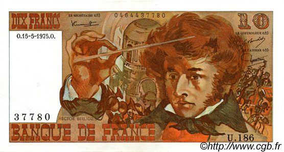 10 Francs BERLIOZ FRANCE  1975 F.63.10 SPL