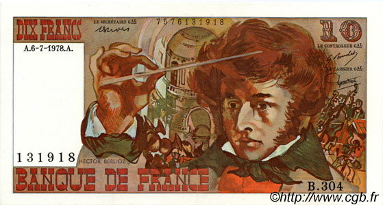 10 Francs BERLIOZ FRANCE  1978 F.63.24 SPL+
