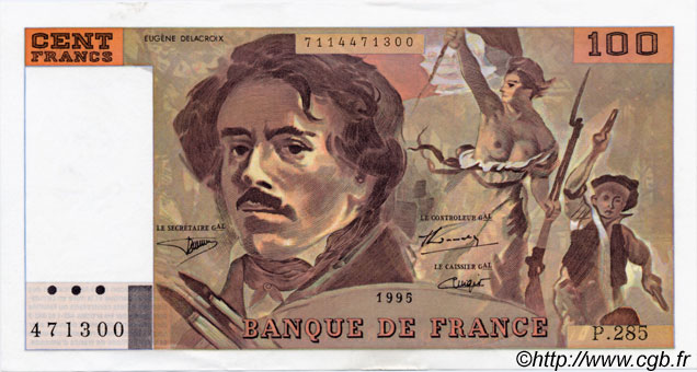 100 Francs DELACROIX 442-1 & 442-2 FRANCE  1995 F.69ter.02c SPL+