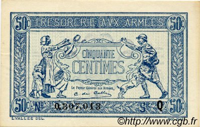 50 Centimes TRÉSORERIE AUX ARMÉES 1917 FRANCE  1917 VF.01.17 pr.SPL
