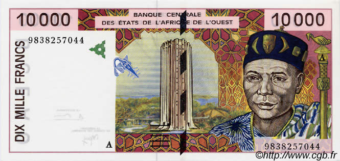 10000 Francs ÉTATS DE L AFRIQUE DE L OUEST  1998 P.114Ag pr.NEUF