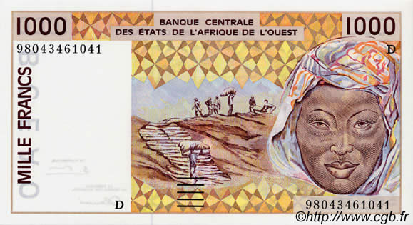 1000 Francs ÉTATS DE L AFRIQUE DE L OUEST  1998 P.411Dh NEUF