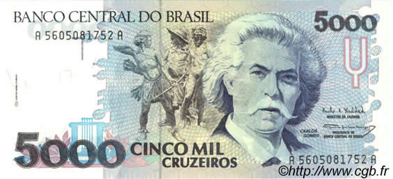 5000 Cruzeiros BRÉSIL  1993 P.232c NEUF