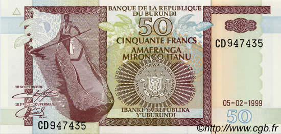 50 Francs BURUNDI  2001 P.36c NEUF
