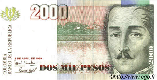 2000 Pesos COLOMBIE  1999 P.445e NEUF