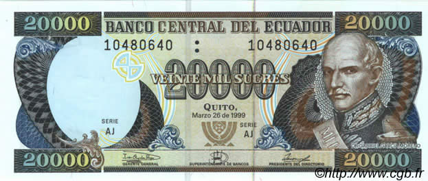 20000 Sucres ÉQUATEUR  1999 P.129c NEUF
