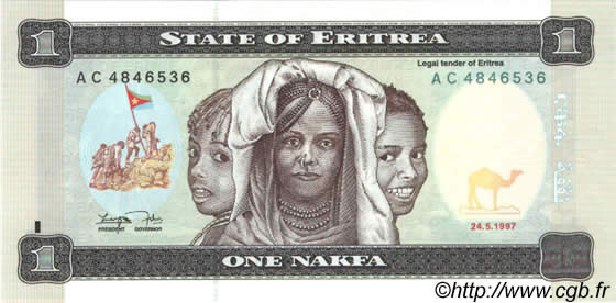 1 Nakfa ERITREA  1997 P.01 UNC
