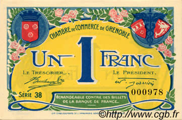 1 Franc FRANCE régionalisme et divers Grenoble 1917 JP.063.20 NEUF