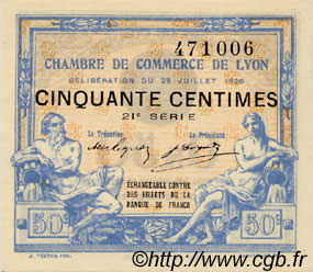50 Centimes FRANCE régionalisme et divers Lyon 1920 JP.077.22 NEUF