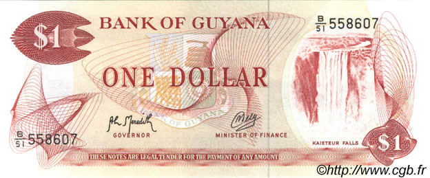 1 Dollar GUIANA  1966 P.21g UNC