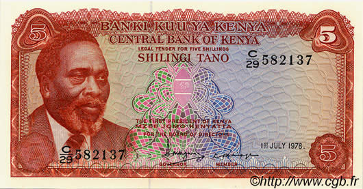 5 Shillings KENYA  1978 P.15 NEUF