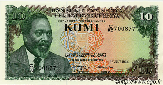 10 Shillings KENYA  1978 P.16 NEUF