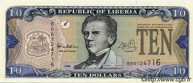 10 Dollars LIBERIA  1999 P.22 NEUF