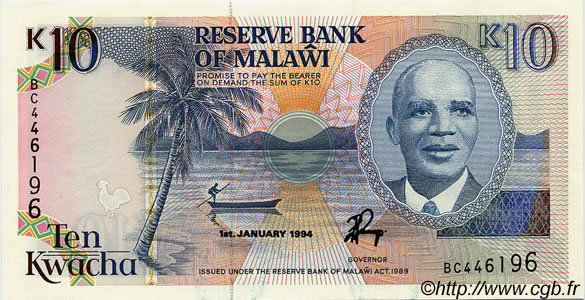 10 Kwacha MALAWI  1994 P.25c pr.NEUF
