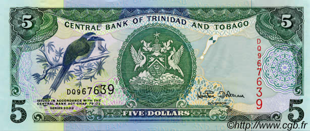 5  Dollars TRINIDAD et TOBAGO  1985 P.37d NEUF