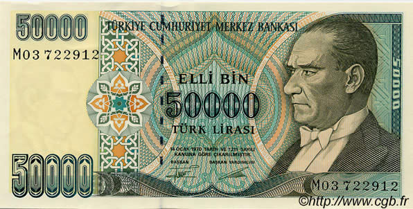 50000 Lira TURQUIE  1995 P.204 pr.NEUF