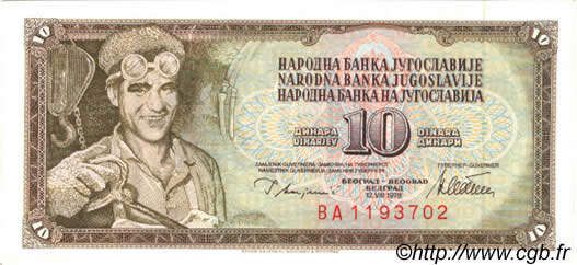 10 Dinara YUGOSLAVIA  1978 P.087a UNC