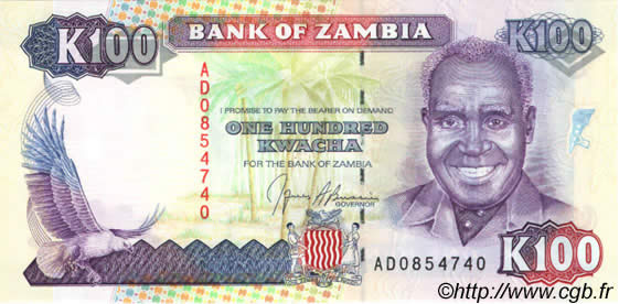 100 Kwacha ZAMBIE  1991 P.34a NEUF