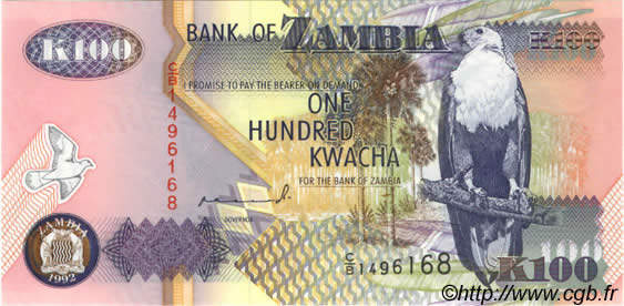 100 Kwacha ZAMBIE  1992 P.38a NEUF