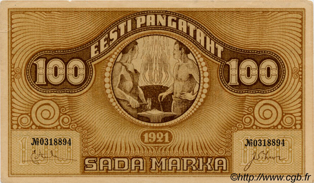 100 Marka ESTONIE  1921 P.56a TTB à SUP