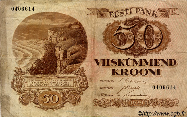 50 Krooni ESTONIE  1929 P.65a TB