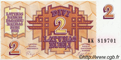 2 Rubli LETTONIE  1992 P.36 SUP+