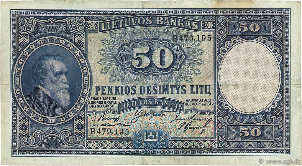 50 Litu LITUANIE  1928 P.24a TB