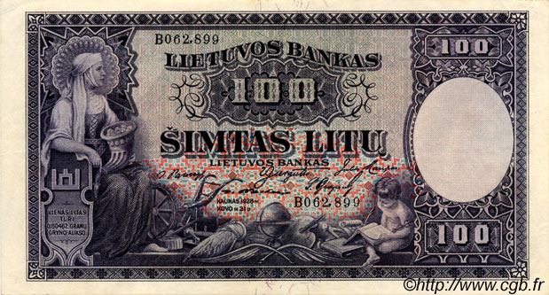 100 Litu LITUANIE  1928 P.25a TTB+