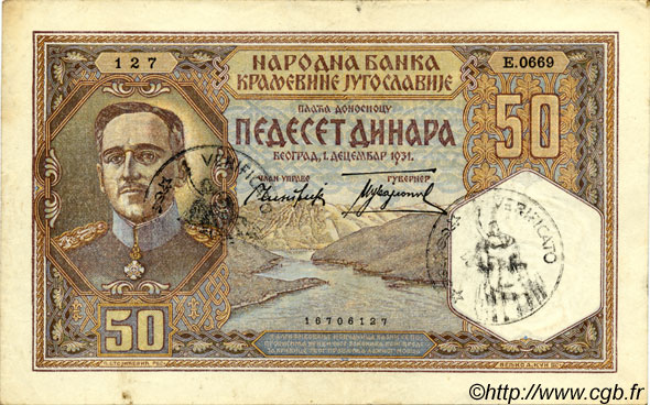 50 Dinara MONTENEGRO  1941 P.R12 TTB+