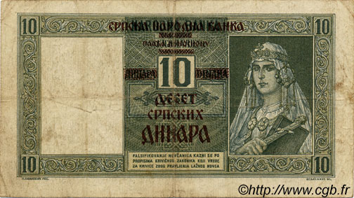10 Dinara SERBIE  1941 P.22 TB
