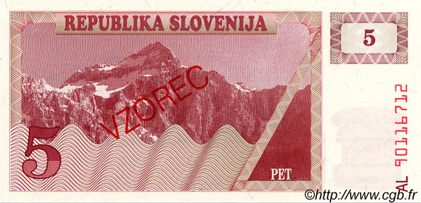 Tolarjev Sp Cimen Slovenia P S B Banknotes