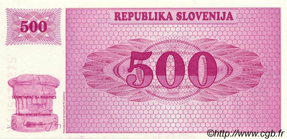 500 Tolarjev Spécimen SLOVÉNIE  1992 P.08s1 NEUF