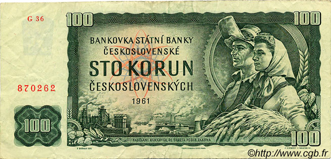100 Korun TCHÉCOSLOVAQUIE  1961 P.091c TTB+