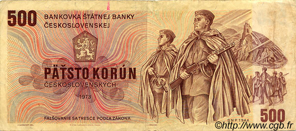 500 Korun TCHÉCOSLOVAQUIE  1973 P.093 TB+