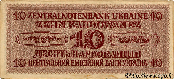 10 Karbowanez UKRAINE  1942 P.052 pr.TB
