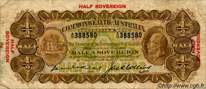 10 Shillings / Half Sovereign AUSTRALIE  1926 P.15a pr.TB
