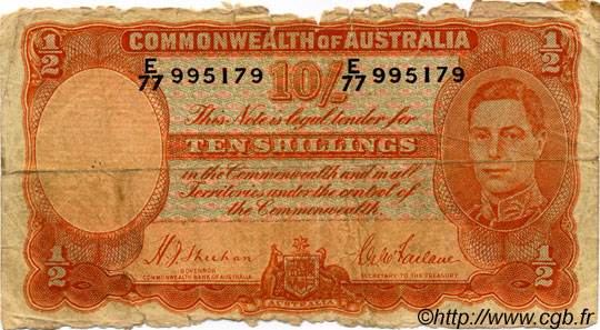 10 Shillings AUSTRALIE  1939 P.25a AB