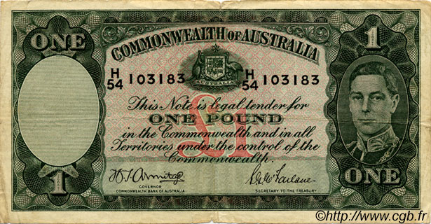 1 Pound AUSTRALIE  1942 P.26b TB