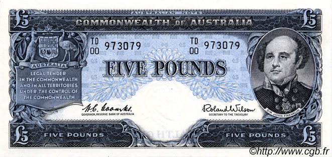 5 Pounds AUSTRALIE  1960 P.35 SPL