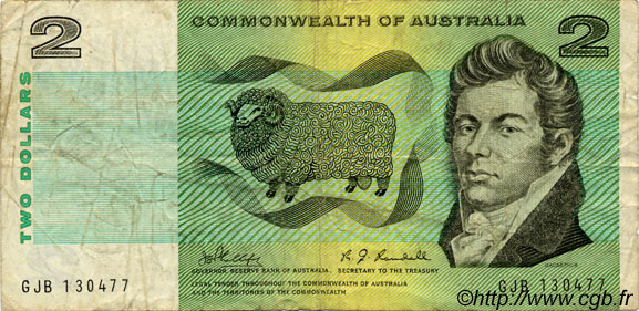 2 Dollars AUSTRALIE  1968 P.38c pr.TB