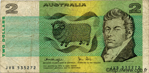 2 Dollars AUSTRALIE  1979 P.43c pr.TB