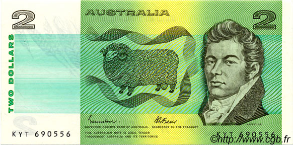2 Dollars AUSTRALIE  1985 P.43e SUP+